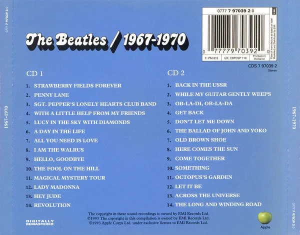 The Beatles 1967-1970 2CD brukt samling remastret