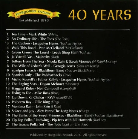 Various Hobgoblin Music 40 Years CD brukt folk-samling