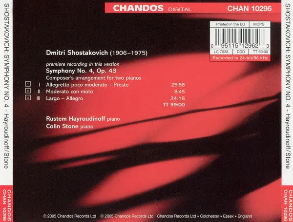 Hayroudinoff Stone Shostakovich symfoni 4 CD to piano