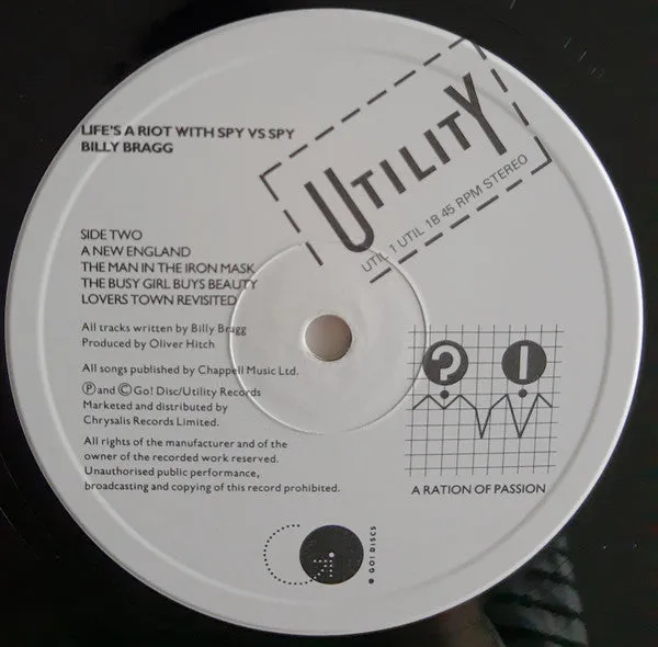 Billy Bragg Life's A Riot 12" vinyl album indie