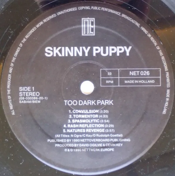 Skinny Puppy Too Dark Park LP vinylplate brukt industrial