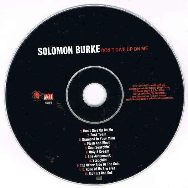 Solomon Burke Don't Give Up On Me CD brukt soul
