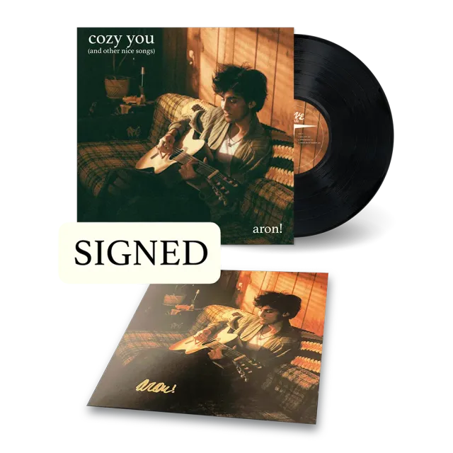 aron! cozy you vinylplate LP signert art card
