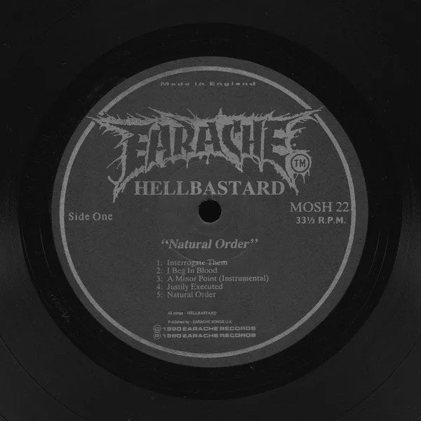 Hellbastard Natural Order LP vinyl brukt Earache