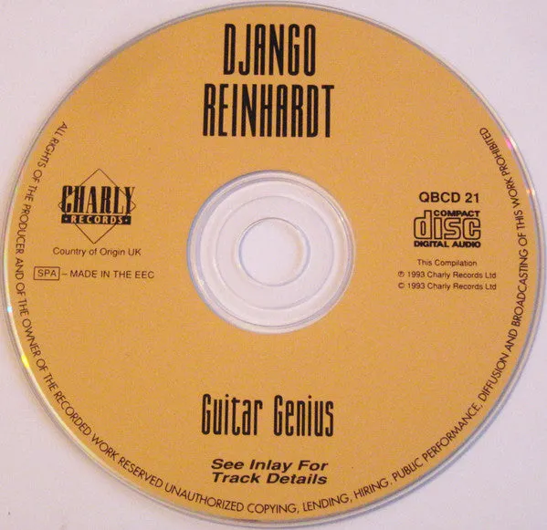 Django Reinhardt Guitar Genius CD brukt samleplate jazz