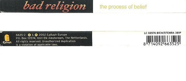 Bad Religion The Process Of Belief CD brukt slipcase