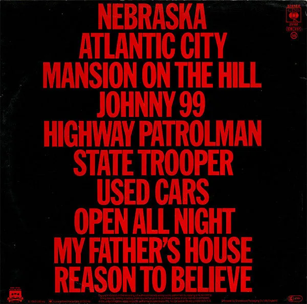 Bruce Springsteen Nebraska LP brukt folk rock