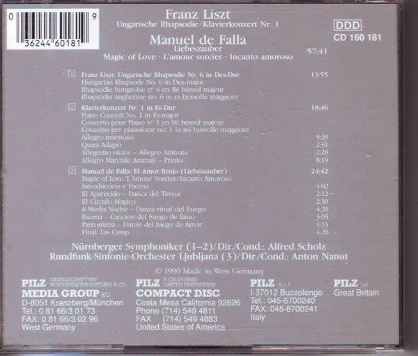 Franz Liszt Ungarische Rhapsodie CD 160 181 CD brukt romantisk