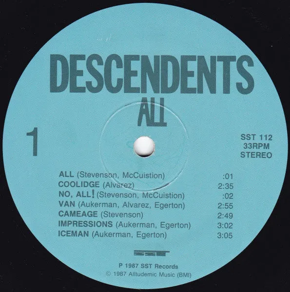 Descendents All LP vinyl brukt punk 1987