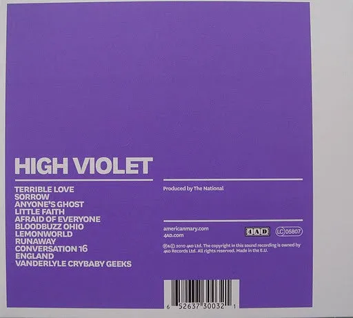 The National High Violet CD brukt indie-rock