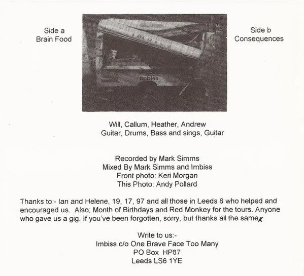 Imbiss Brain Food / Consequences 7" singel brukt emo