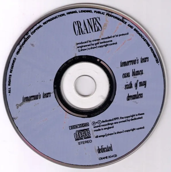 Cranes Tomorrow's Tears CD singel brukt 1991