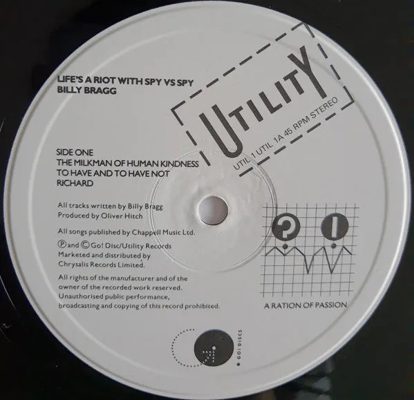 Billy Bragg Life's A Riot 12" vinyl album indie