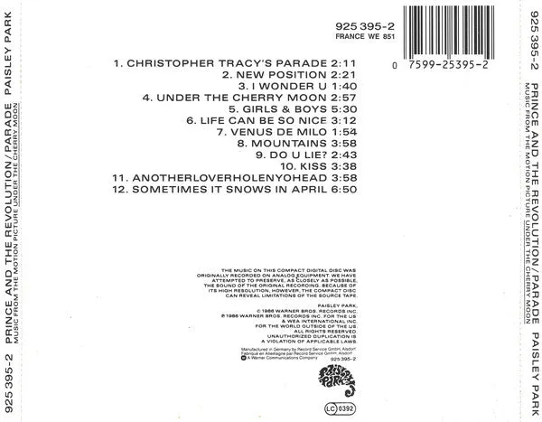 Prince Parade CD brukt 1986-utgave
