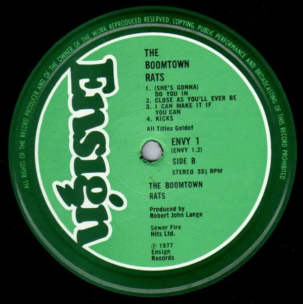 The Boomtown Rats Boomtown Rats LP brukt punk 1977