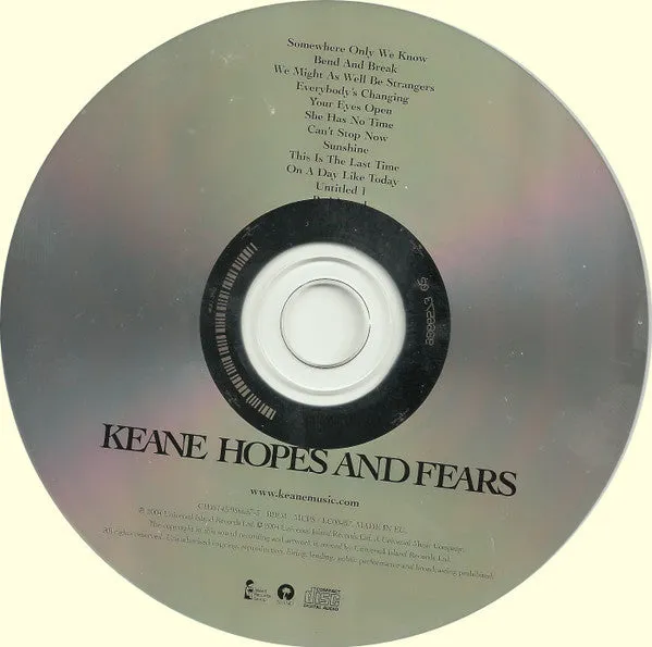 Keane Hopes And Fears CD spesialutgave brukt britpop