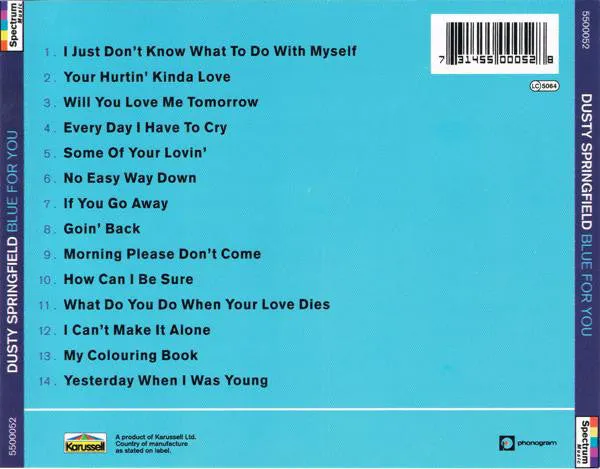 Dusty Springfield Blue For You CD samle-CD soul