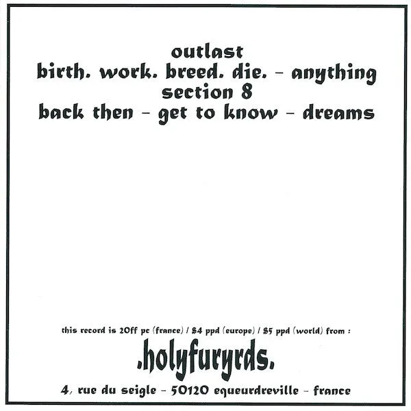 Outlast / Section 8 split 7" vinyl brukt hardcore