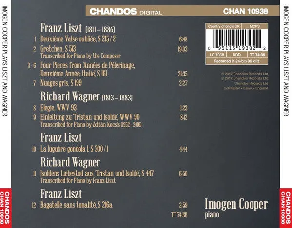 Imogen Cooper Liszt & Wagner CD album brukt klassisk piano
