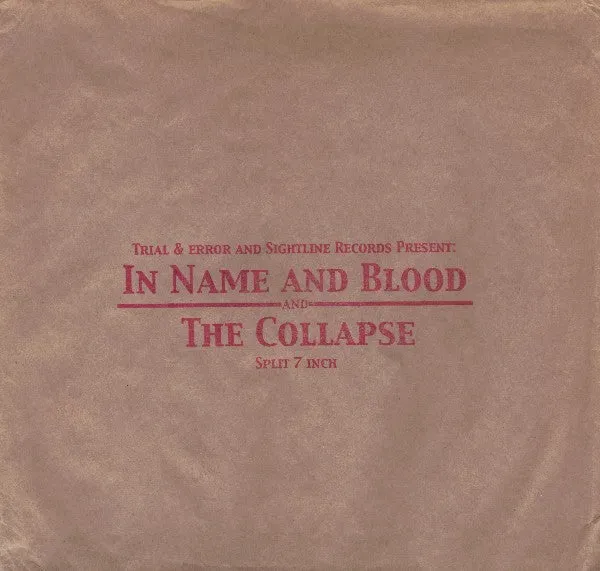 In Name And Blood Collapse Split 7" vinyl nummerert hardcore