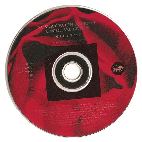 Nusrat Fateh Ali Khan & Michael Brook Night Song CD brukt VG+