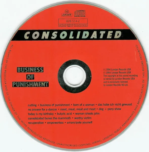 Consolidated Business Of Punishment CD album brukt