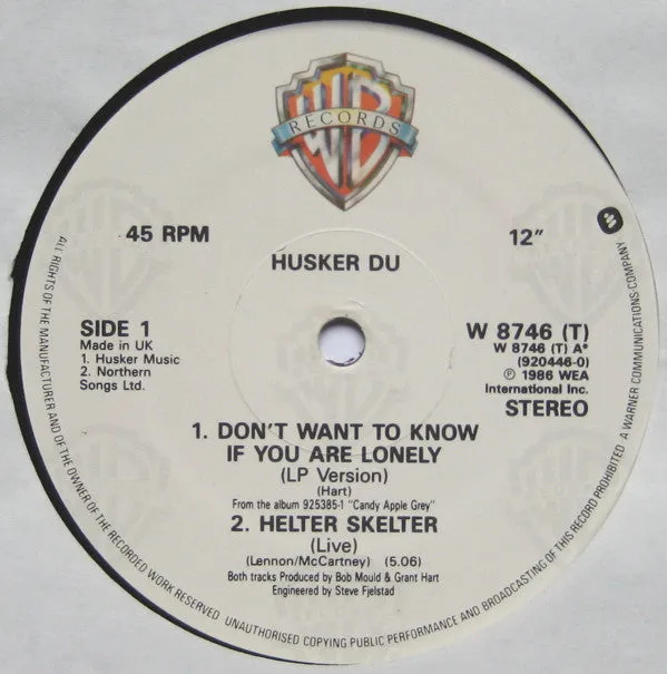 Hüsker Dü Don't Want To Know If You Are Lonely 12" brukt