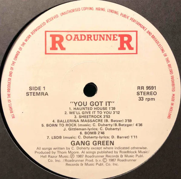 Gang Green You Got It vinylplate brukt 1987 hardcore