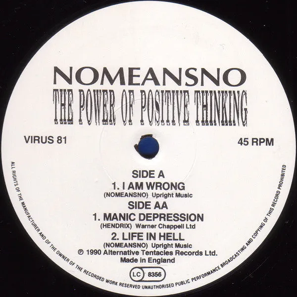 Nomeansno Power Of Positive Thinking 12" vinyl EP