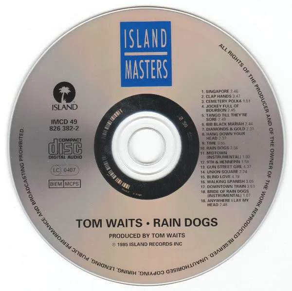 Tom Waits Rain Dogs CD brukt blues rock reissue