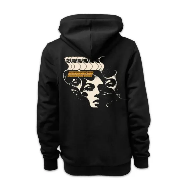 Nebula #05 svart hoodie med glidelås