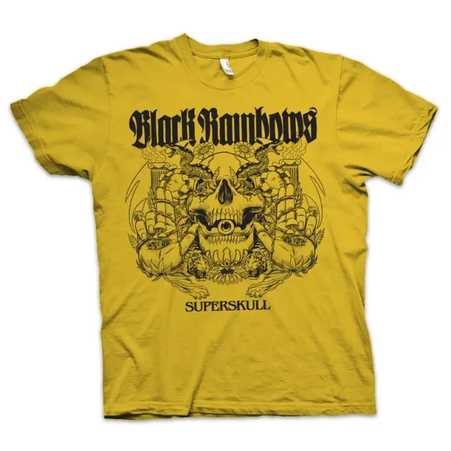 Black Rainbows #21 t-skjorte gul svart bomull