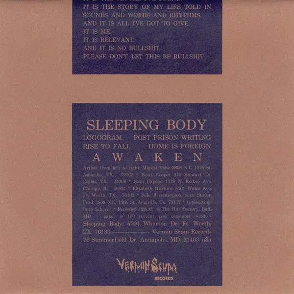 Sleeping Body Awaken 7" EP vinyl brukt emo