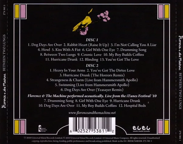 Florence + The Machine Between Two Lungs 2CD brukt deluxe