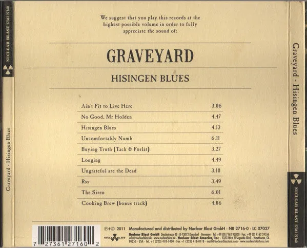 Graveyard Hisingen Blues NB 2716-0 CD digipak brukt