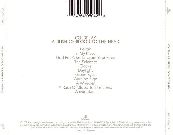 Coldplay A Rush Of Blood To The Head CD brukt