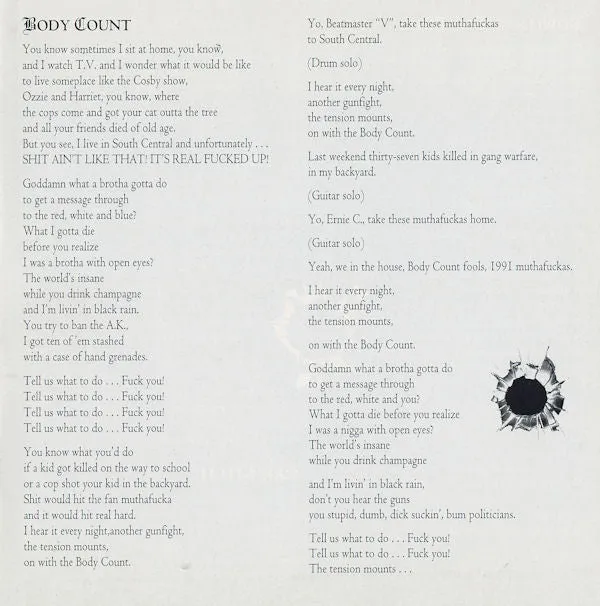 Body Count Body Count CD reutgivelse brukt thrash