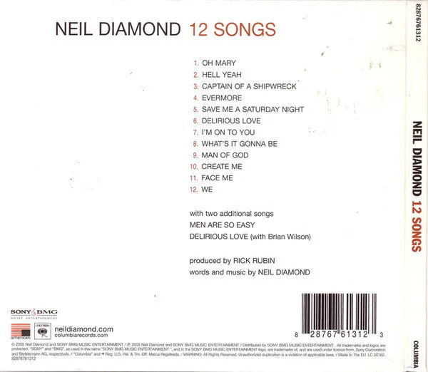 Neil Diamond 12 Songs CD brukt digipak akustisk