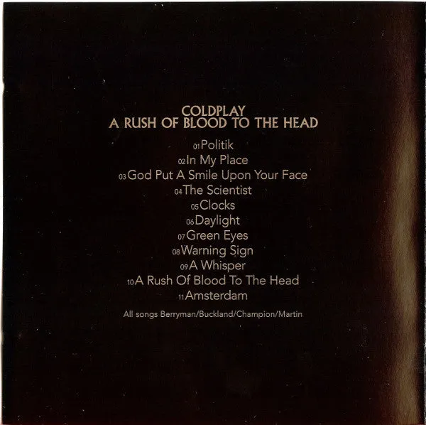 Coldplay A Rush Of Blood To The Head CD brukt