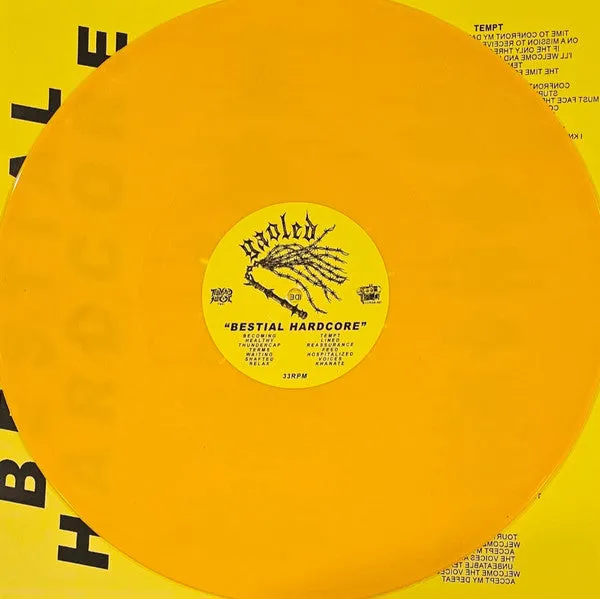 Gaoled Bestial Hardcore LP vinyl gul brukt limited