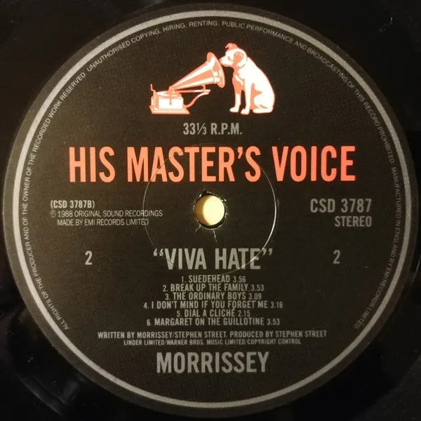 Morrissey Viva Hate LP brukt indie rock
