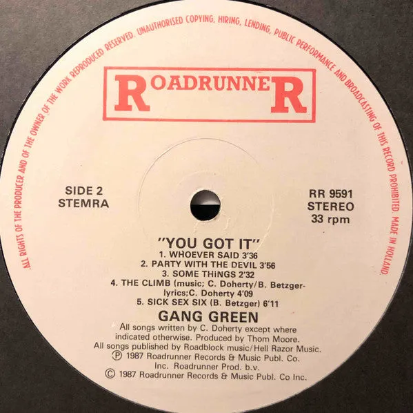 Gang Green You Got It vinylplate brukt 1987 hardcore