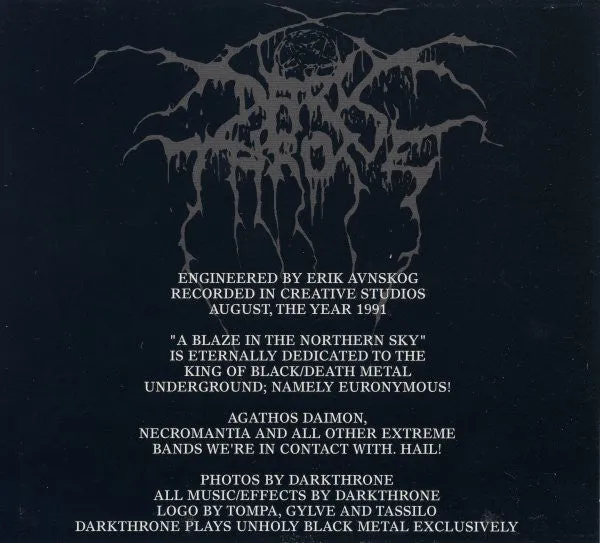 Darkthrone Blaze Northern Sky CD brukt black metal