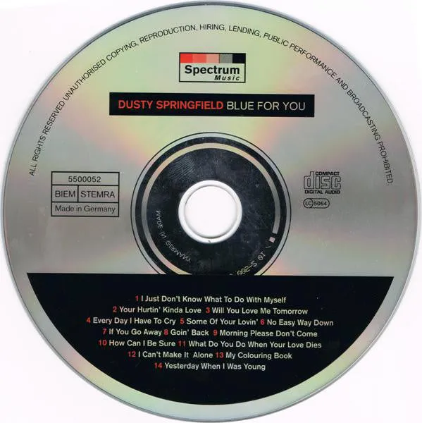 Dusty Springfield Blue For You CD samle-CD soul