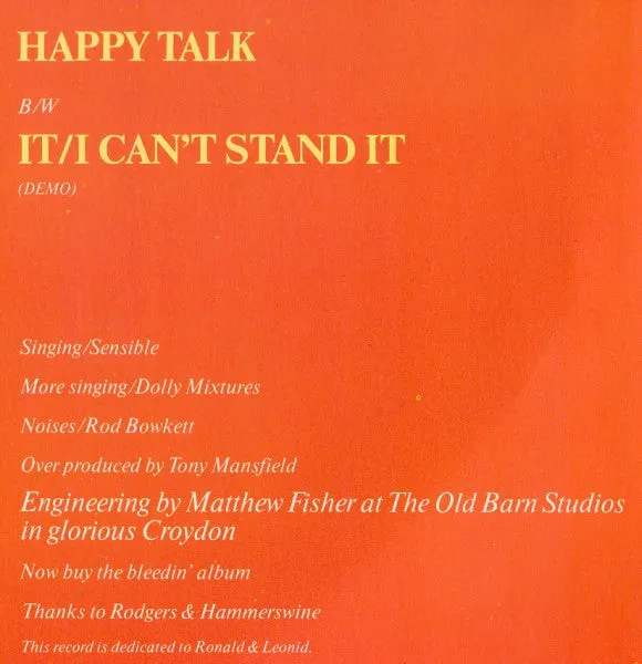 Captain Sensible Happy Talk 12" vinyl brukt poprock