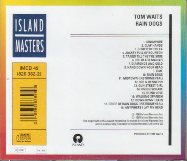 Tom Waits Rain Dogs CD brukt blues rock reissue