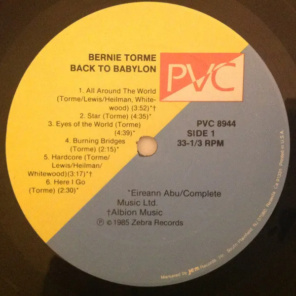 Tormé Back To Babylon LP vinyl album brukt