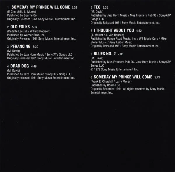 Miles Davis Someday My Prince Will Come CD brukt hard bop
