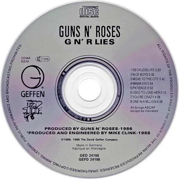 Guns N' Roses G N' R Lies CD brukt hardrock