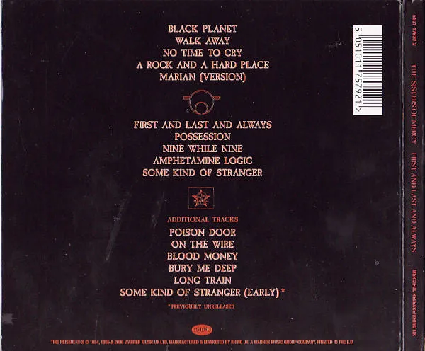 The Sisters Of Mercy First And Last And Always CD digipak remaster